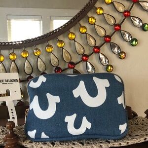 NWT True Religion Denim Blue Belt Bag w/ White Horseshoes Logo